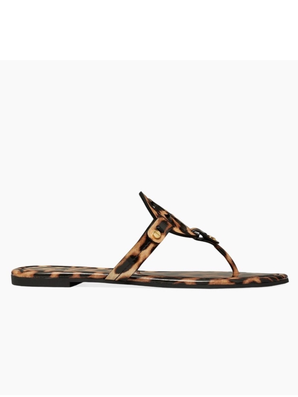 Tory Burch Miller Leather Leopard Print Sandals Brown Black Size 9 - Picture 4 of 9